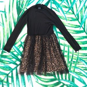 Black and Leopard Girls Dress